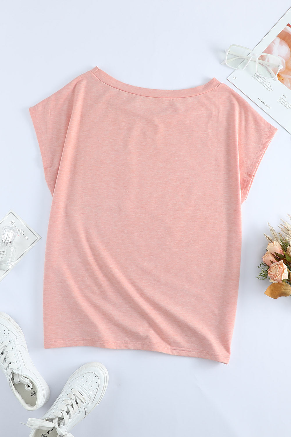 Black Short Sleeve Basic T Shirt with Patch Pocket