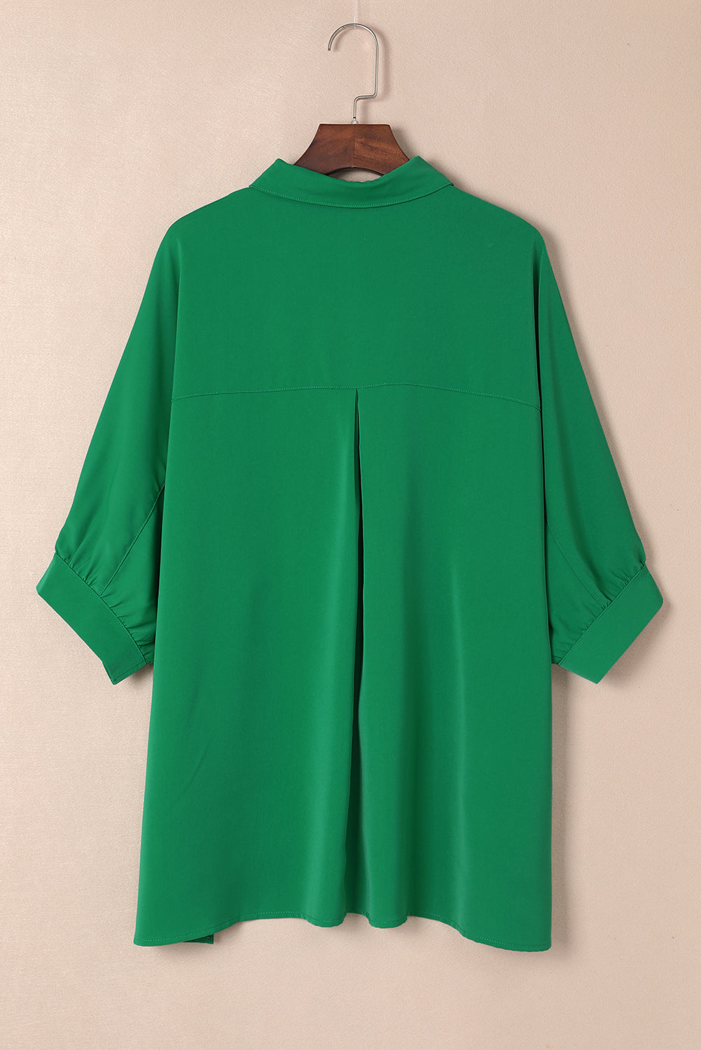 White Plain 3/4 Batwing Sleeve Oversize Button Up Shirt
