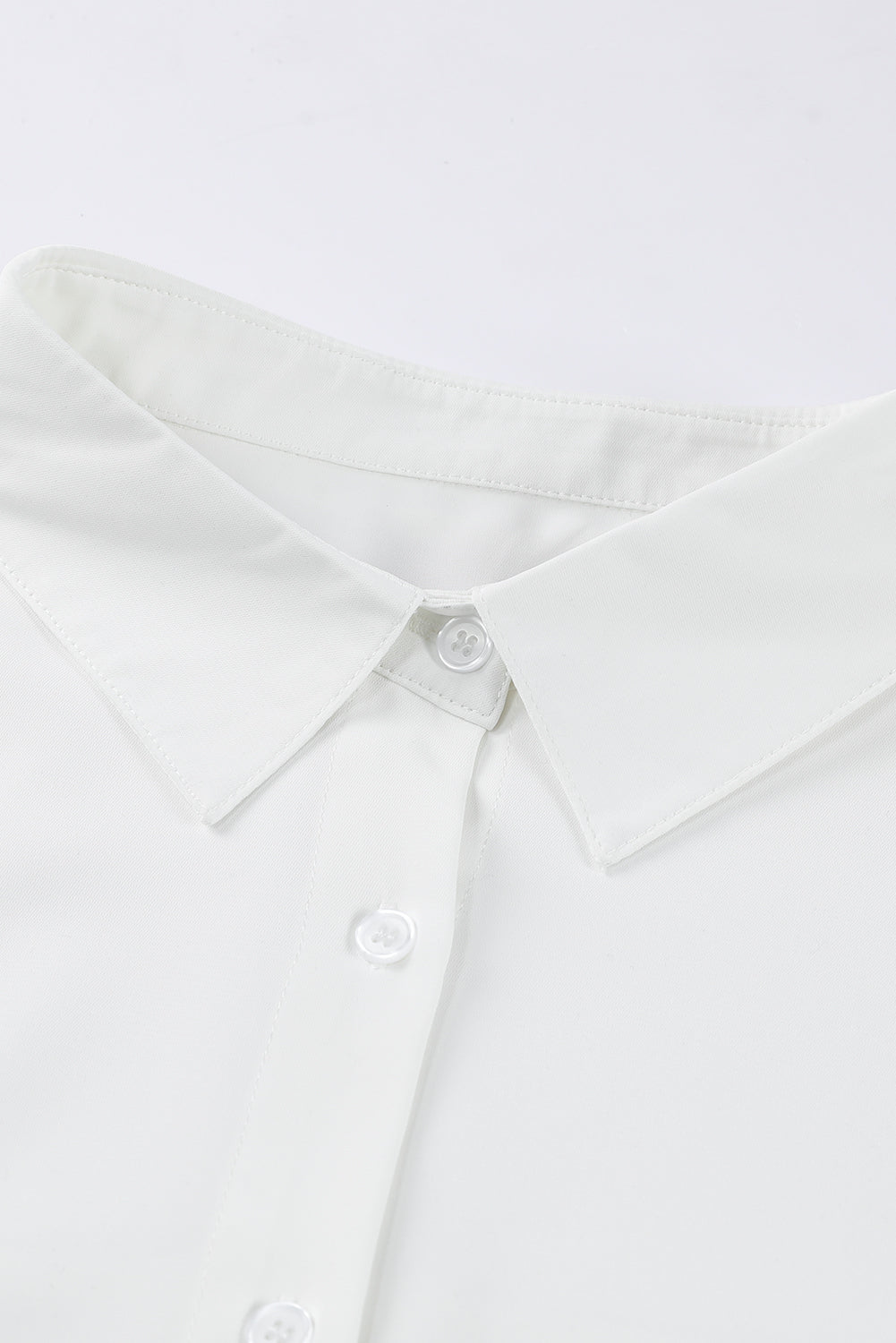 White Plain 3/4 Batwing Sleeve Oversize Button Up Shirt