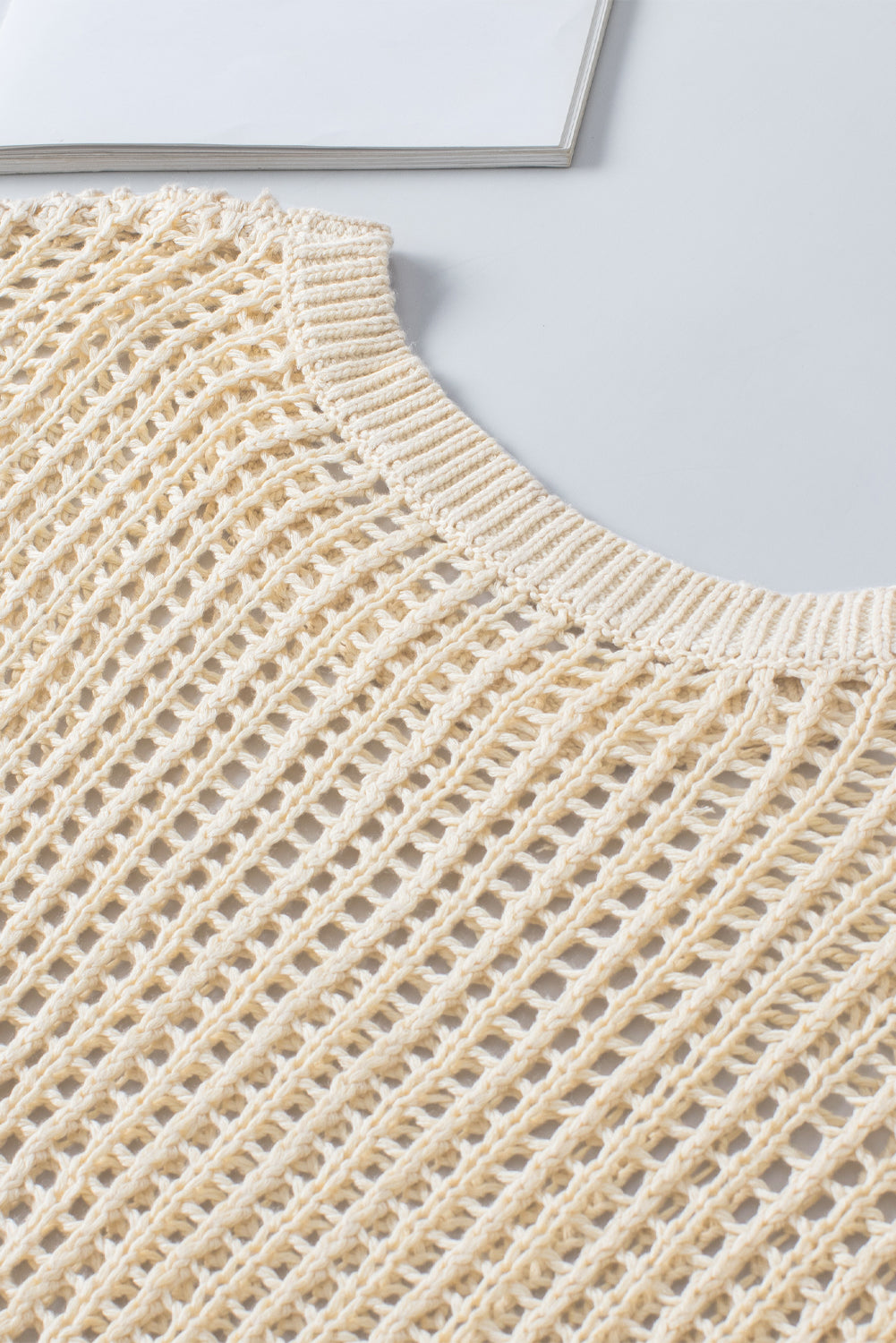 Apricot Fishnet Knit Short Sleeve Tee