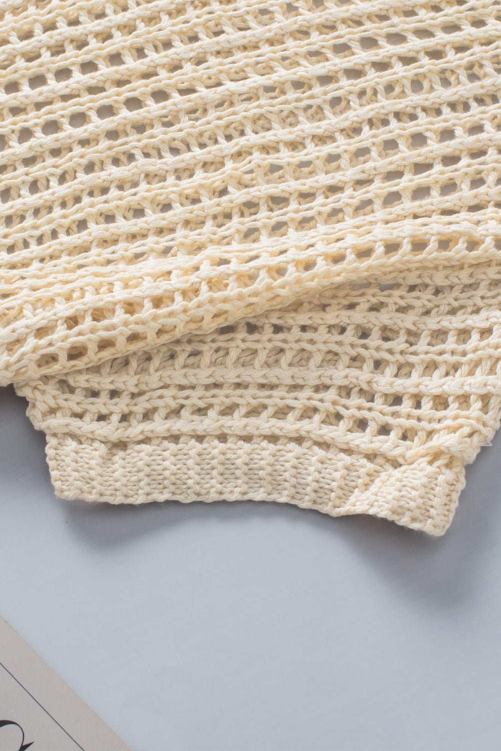 Apricot Fishnet Knit Short Sleeve Tee