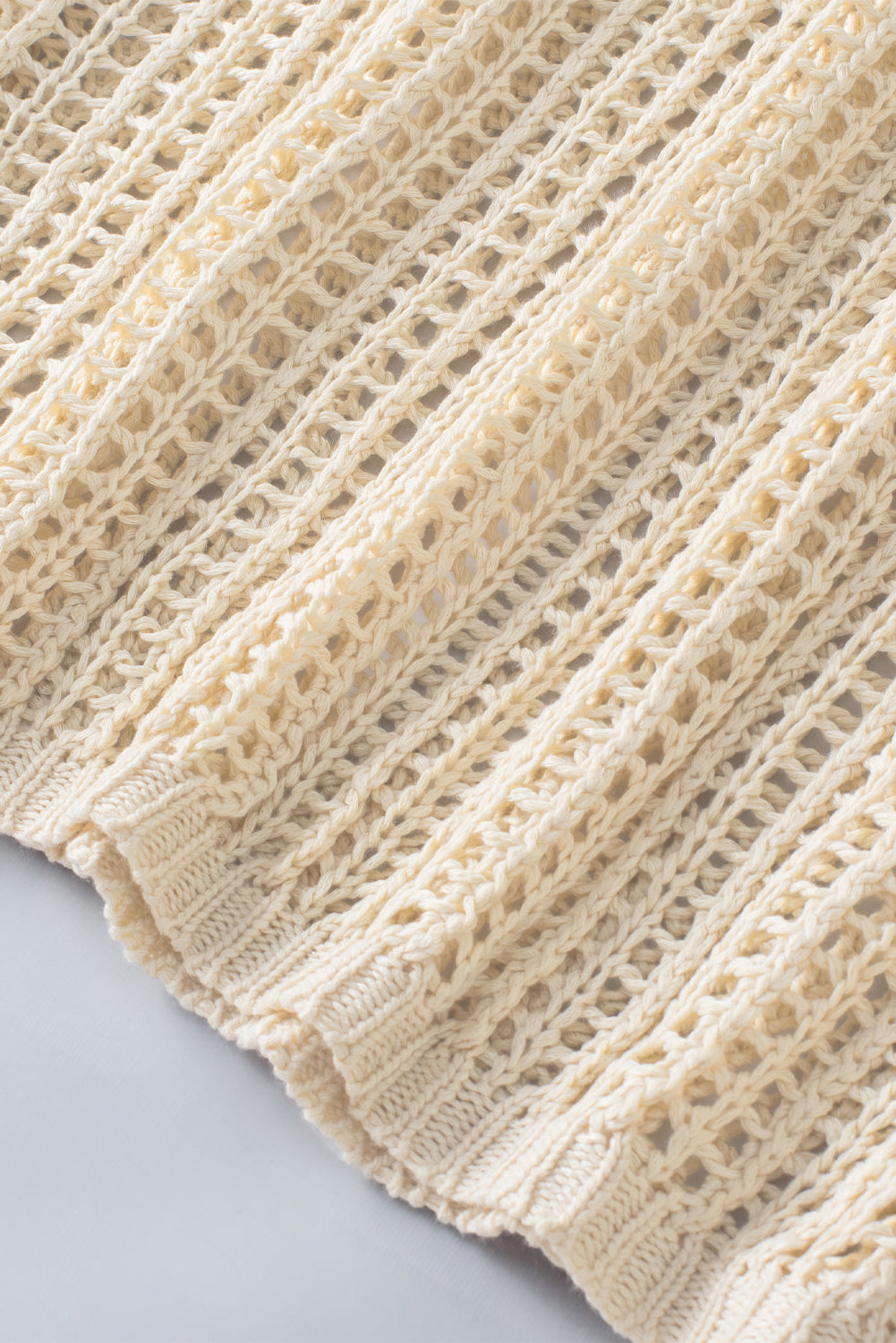 Apricot Fishnet Knit Short Sleeve Tee