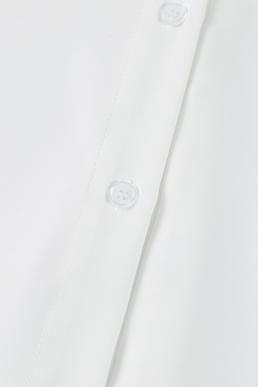 White Plain 3/4 Batwing Sleeve Oversize Button Up Shirt