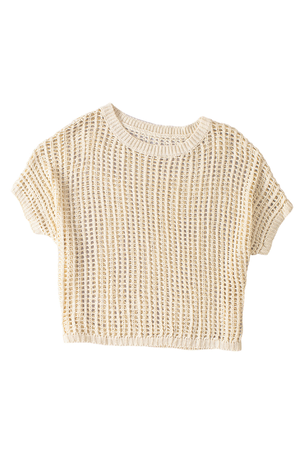 Apricot Fishnet Knit Short Sleeve Tee