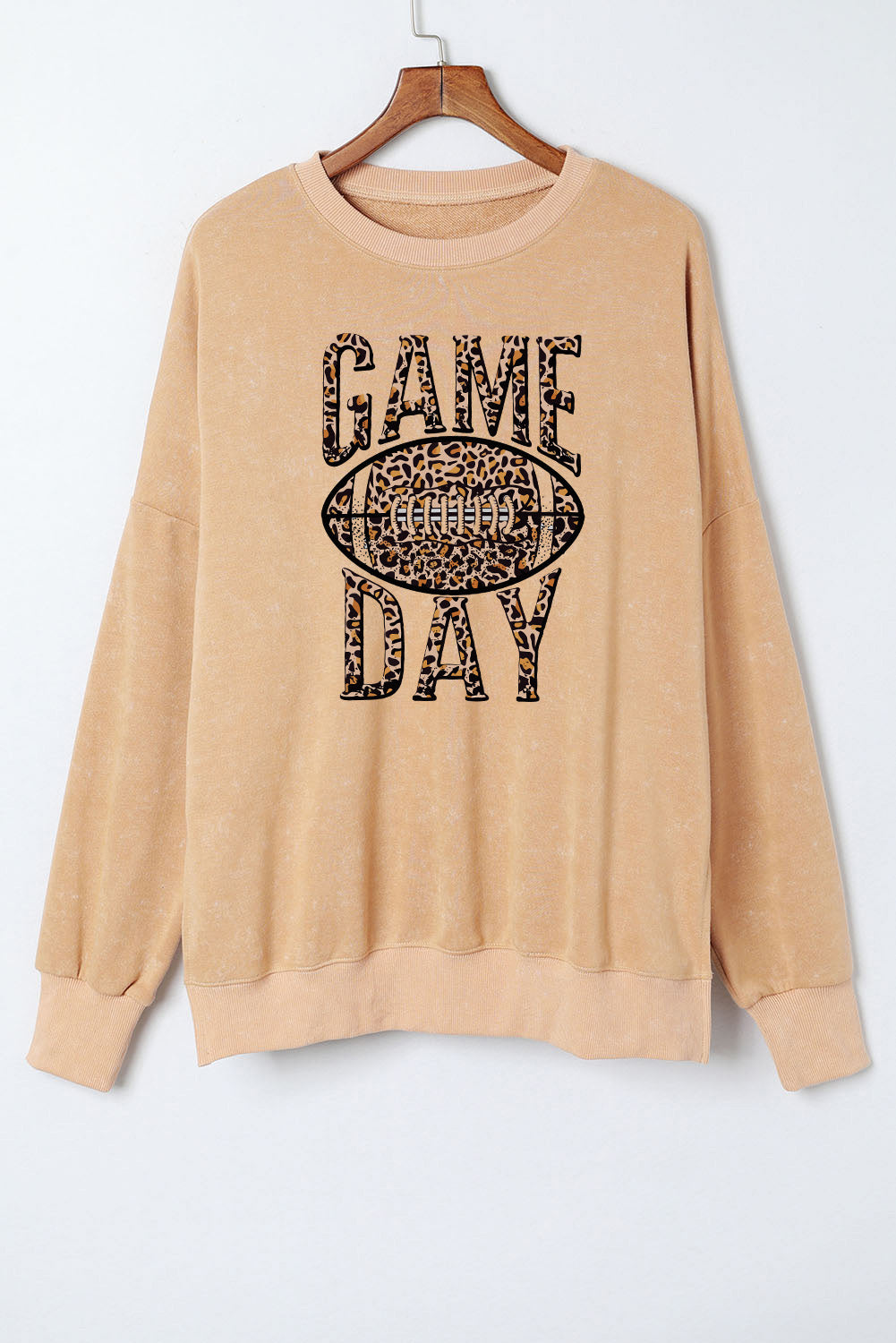 Khaki Loose Leopard GAME DAY Graphic Sweatshirt