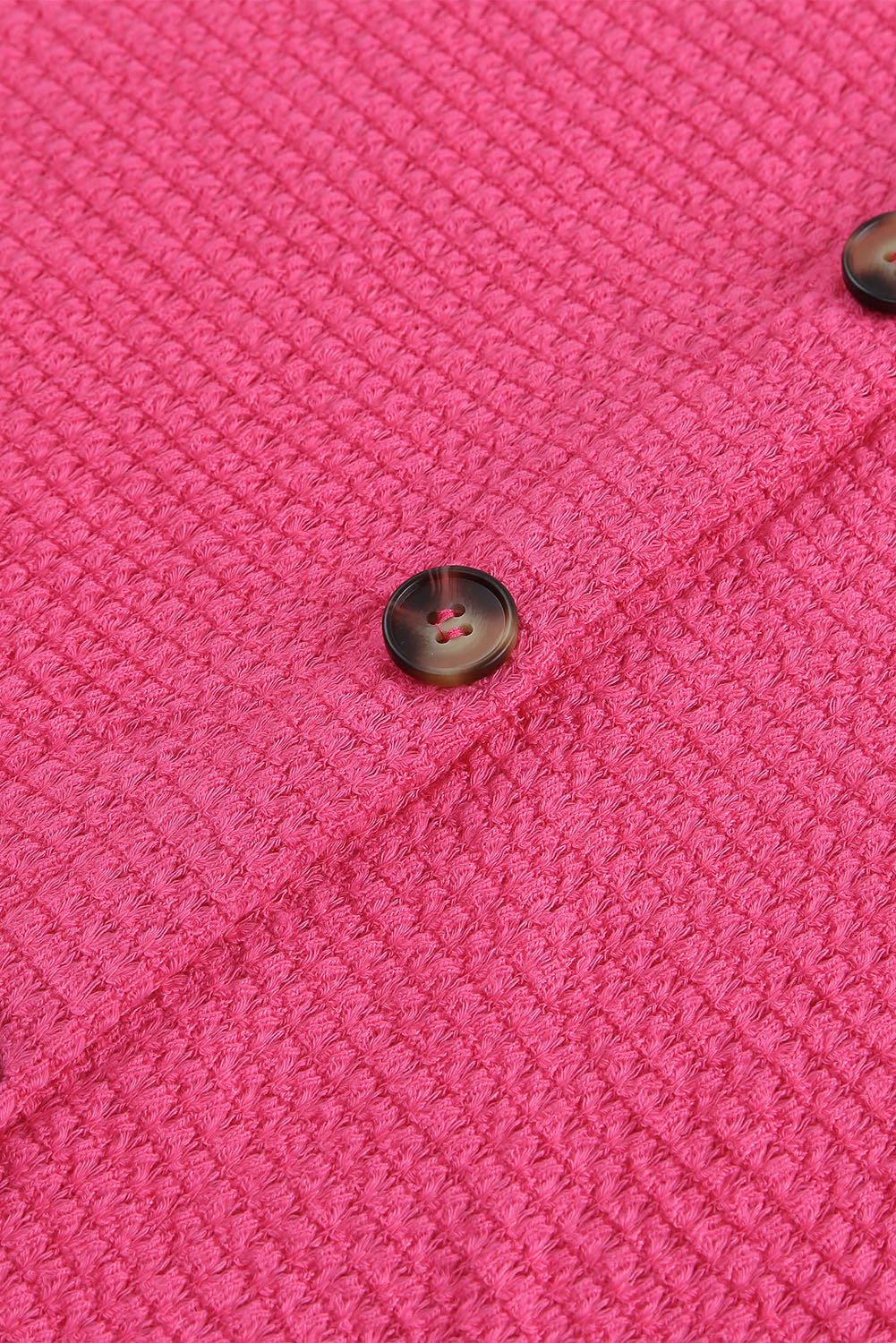 Khaki Pocket Buttons Front Waffle Knit Shacket