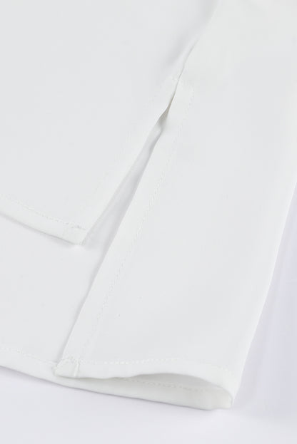 White Plain 3/4 Batwing Sleeve Oversize Button Up Shirt