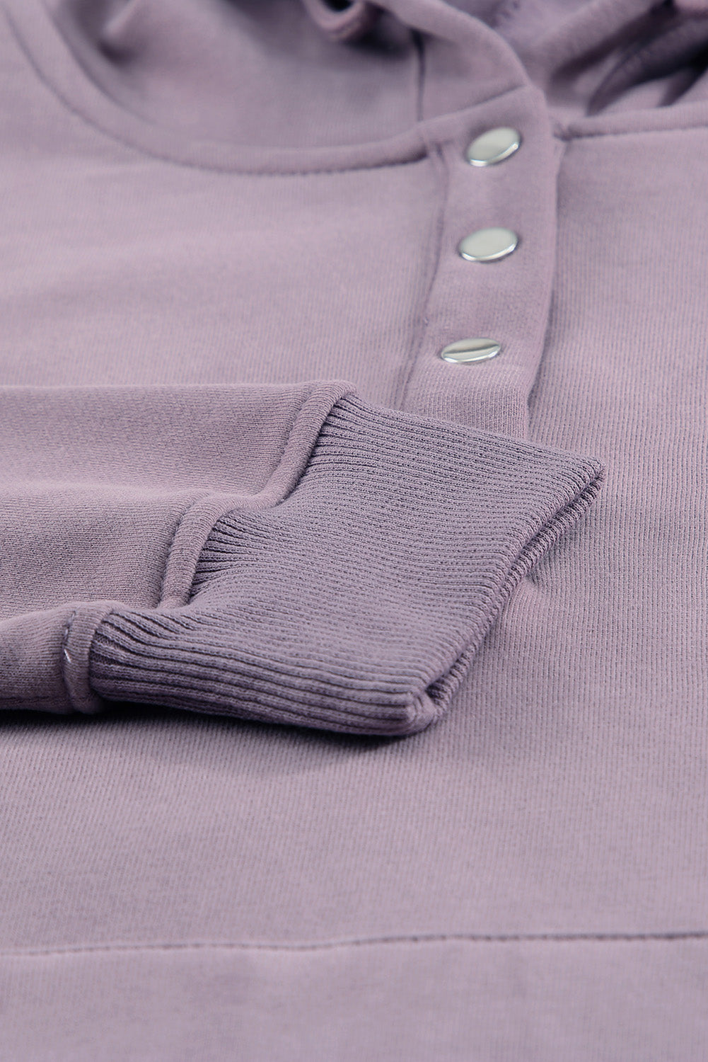 Purple Snap Button Kangaroo Pocket Pullover Hoodie